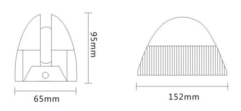 Чертёж Светодиодный архитектурный светильник 16W IP65 DC24V / AC100-277V 65*95*152мм